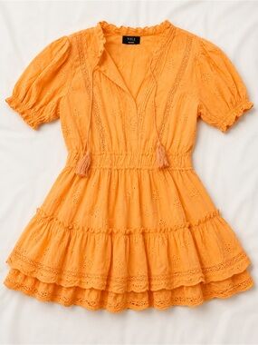 VICI Orange Eyelet Tiered Dress